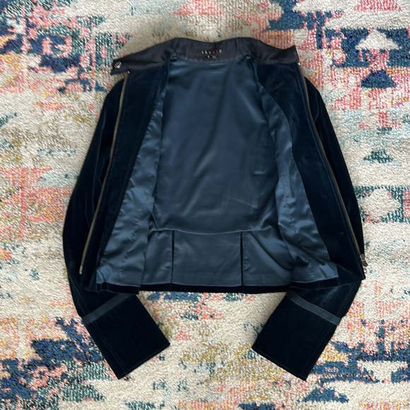 THEORY Navy Velvet Military Style Jacket - Picture 3 of 5